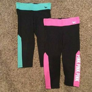 Two pairs of VS PINK yoga capris